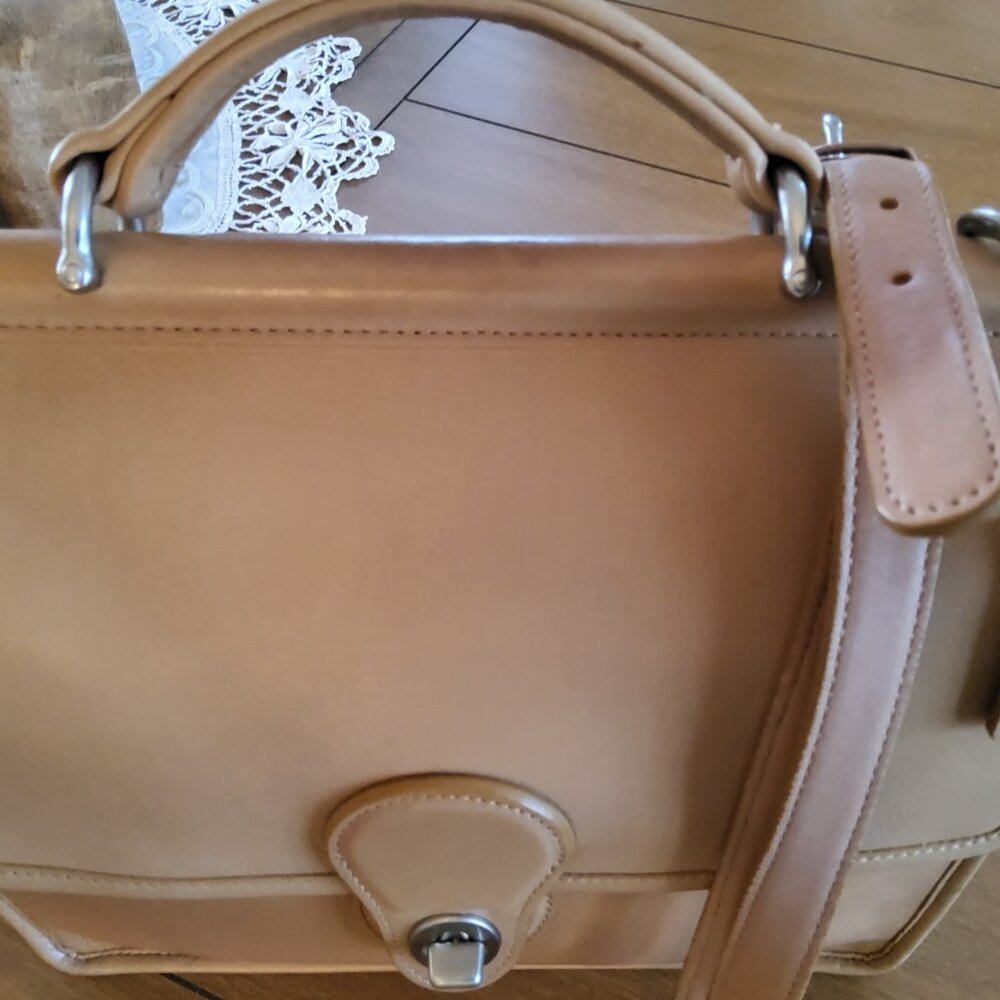 Coach Tan Leather Crossbody Satchel - Picture 4 of 16